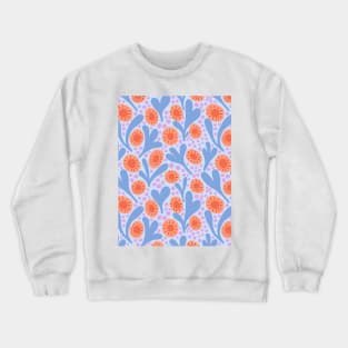 Wild colorful boho floral pattern in light blue and coral Crewneck Sweatshirt